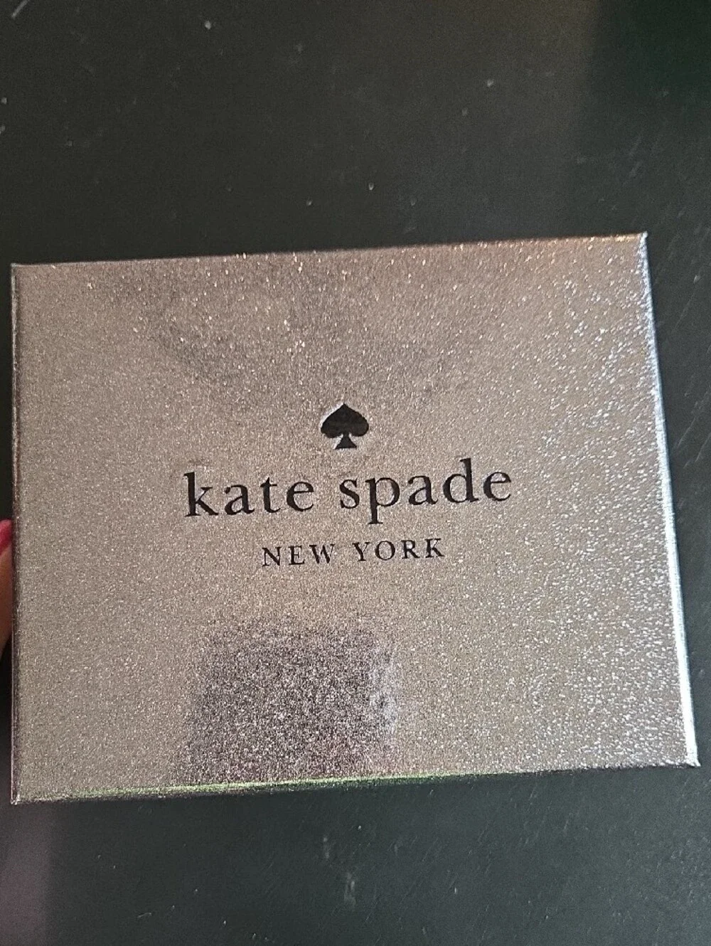kate spade Black Leather Card Holder with Gold Plaque NEW